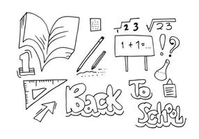 Back to school hand lettering.Concept vector background with doodle elements for banner.