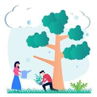 Illustration vector graphic cartoon character of care for the environment and reforestation