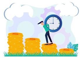 Illustration vector graphic cartoon character of time is money