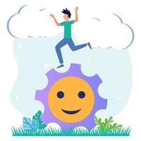 ilustración vectorial personaje de dibujos animados gráficos de motivación, optimismo, pensamiento positivo. vector