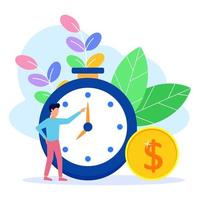 Illustration vector graphic cartoon character of time is money