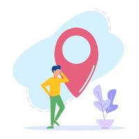 Illustration vector graphic cartoon character of big map pointer