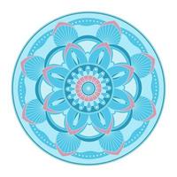Mandala vector. A symmetrical round blue and pink monochrome ornament. Ethnic draw vector