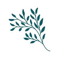 Sprig on a white background. Doodle. Isolated vector illustration with leaves. Leaves are a separate element. Hand drawing.