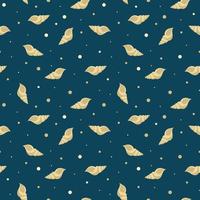Summer bright seamless pattern with shells. Ochre elements on dark background. Marine children's print. Seashells vector