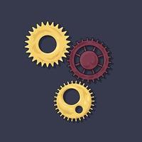 Gear. Vector illustration. The colored round jagged element of the mechanism. Isolated detail. Steampunk