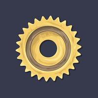 Gear. Vector illustration. The colored round jagged element of the mechanism. Isolated detail. Steampunk