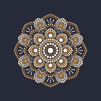 la pintura de puntos se encuentra con los mandalas. estilo aborigen de pintura de puntos y poder de mandala. flor decorativa vector