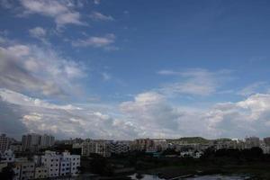 Summer blue sky cloud gradient light white background. Beauty clear cloudy in sunshine calm bright winter air bacground. Gloomy vivid cyan landscape in environment day horizon skyline view spring wind photo