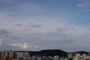 Summer blue sky cloud gradient light white background. Beauty clear cloudy in sunshine calm bright winter air bacground. Gloomy vivid cyan landscape in environment day horizon skyline view spring wind photo