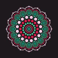 Dot painting meets mandalas. Aboriginal style of dot painting and power of mandala. Decorative flower vector