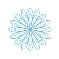 Linear vector isolated ornament. A simple snowflake, a winter pattern. Contour blue flower.