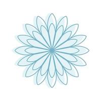 Linear vector isolated ornament. A simple snowflake, a winter pattern. Contour blue flower.