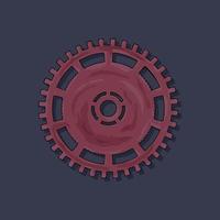 Gear. Vector illustration. The colored round jagged element of the mechanism. Isolated detail. Steampunk