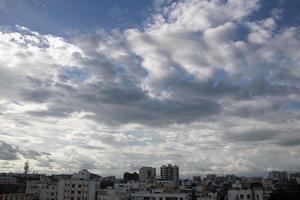 Summer blue sky cloud gradient light white background. Beauty clear cloudy in sunshine calm bright winter air bacground. Gloomy vivid cyan landscape in environment day horizon skyline view spring wind photo