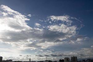 Summer blue sky cloud gradient light white background. Beauty clear cloudy in sunshine calm bright winter air bacground. Gloomy vivid cyan landscape in environment day horizon skyline view spring wind photo