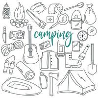 Camping doodle set vector