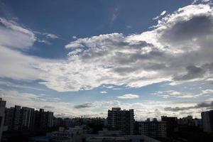 Summer blue sky cloud gradient light white background. Beauty clear cloudy in sunshine calm bright winter air bacground. Gloomy vivid cyan landscape in environment day horizon skyline view spring wind photo