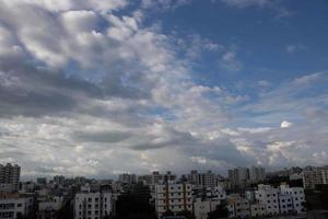 Summer blue sky cloud gradient light white background. Beauty clear cloudy in sunshine calm bright winter air bacground. Gloomy vivid cyan landscape in environment day horizon skyline view spring wind photo