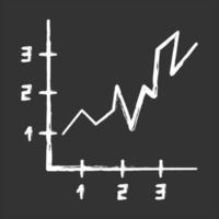 icono de tiza de gráfico de área. gráfico ascendente con índices. diagrama creciente crecimiento infográfico con números. visualización de informes comerciales. presentación de mercadeo. ilustración de pizarra de vector aislado