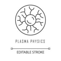 Plasma physics linear icon. High energy state of matter. Astrophysical phenomena. Ionized gaseous substance. Thin line illustration. Contour symbol. Vector isolated outline drawing. Editable stroke