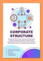 Corporate structure poster template layout. HR management. Banner, booklet, leaflet print design with linear icons. Business organization. Vector brochure page layouts for magazine, advertising flyers