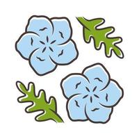 Baby blue eyes color icon. Linen blooming flower. Nemophila menziesii garden plant. Blue flax. Wildflower blossom. Isolated vector illustration