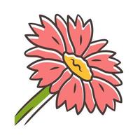 Blanket flower red color icon. Gaillardia aristata garden plant. Arizona apricot. Blooming wildflower. Summer and spring blossom. Isolated vector illustration