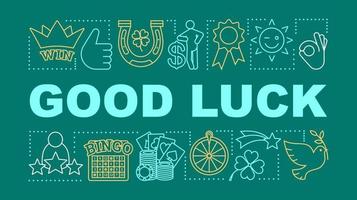 Good luck word concepts banner. Fortune. Gambling, games of chance. Jackpot, win and success. Presentation, website. Isolated lettering typography idea with linear icons. Vector outline illustration