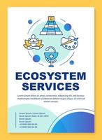 Ecosystem services poster template layout. Banner, booklet, leaflet print design with linear icons. Cultural and health service. Vector brochure page layouts for magazines, advertising flyers