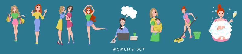 Set of Women in different situations vector
