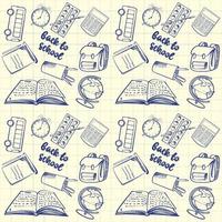 Seamless vector pattern of school items on a beige background. Stock image. Pattern for covers, fabrics.