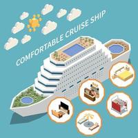 Sea Cruise Colored Isometric Concept vector