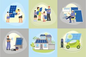 composiciones cuadradas de energía solar vector