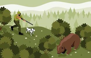 Hunter Isometric Illustration vector