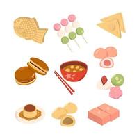 Set of traditional Japanese sweets vector