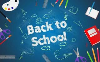 Back to school with school supplies and equipment