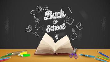 Back to school with school supplies and equipment. background and poster for back to school