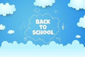 welcome back to school. blue background with beautiful clouds vector