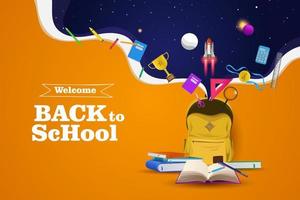 welcome back to school with space imagination. vector