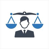 Business law, decision, balance icon vector