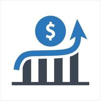 Business growth chart icon on white background vector