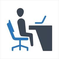 Office worker, working, desk icon vector