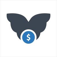 Money chasing, flying money Icon on white background vector