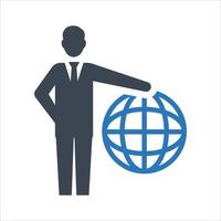 icono de comunicación empresarial global sobre fondo blanco vector