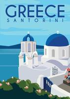 Santorini Vector Illustration Background