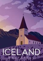 Kalfafell Iceland Vector Illustration Background