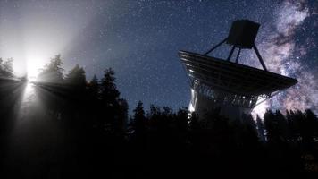 astronomical observatory under the night sky stars. hyperlapse video