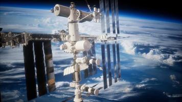 International Space Station in outer space over the planet Earth video