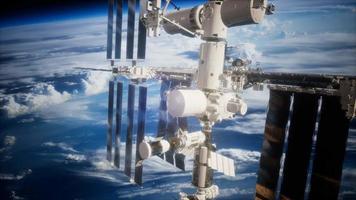 International Space Station in outer space over the planet Earth video